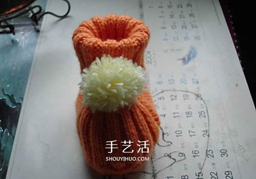 宝宝保暖鞋子的编织方法 可爱婴儿鞋编法图解(图9)