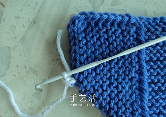 两种毛线搭配 手工编织漂亮地板鞋的织法图解(图8)