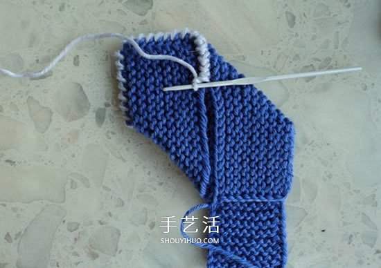 两种毛线搭配 手工编织漂亮地板鞋的织法图解(图9)