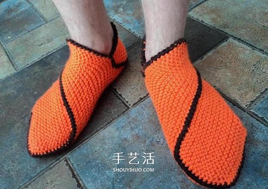 两种毛线搭配 手工编织漂亮地板鞋的织法图解(图18)