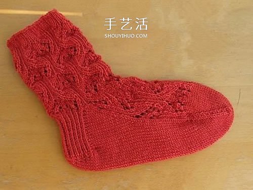 带花纹宝宝袜子的织法 棒针编织婴儿袜图解(图16)