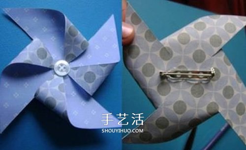 最简单纸风车的折法图解 可爱的儿童胸花DIY(图3)