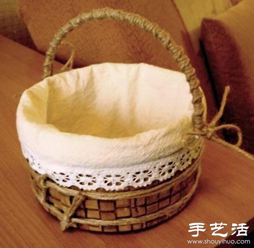 塑料桶废物利用手工制作提篮/篓子(图1) 塑料桶废物利用手工制作提篮/篓子(图1)