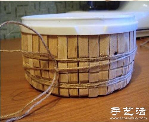 塑料桶废物利用手工制作提篮/篓子(图4) 塑料桶废物利用手工制作提篮/篓子(图4)