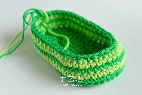 给脚踝也提供保暖！简洁好看宝宝毛线鞋织法(图9)