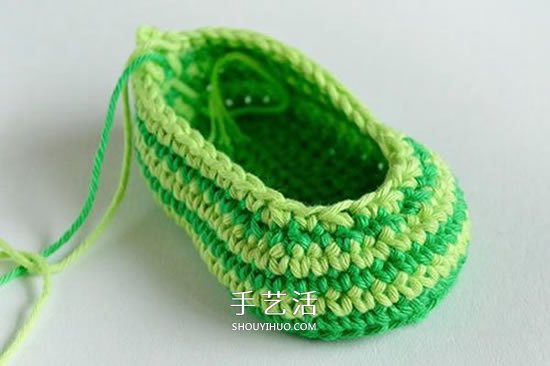 给脚踝也提供保暖！简洁好看宝宝毛线鞋织法(图10)