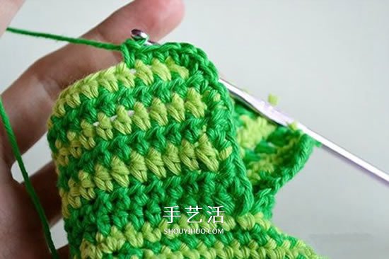 给脚踝也提供保暖！简洁好看宝宝毛线鞋织法(图14)