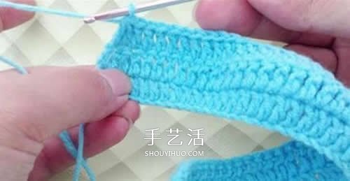 冬天看电视时保护脚 手工钩针编织保暖袜教程(图10)