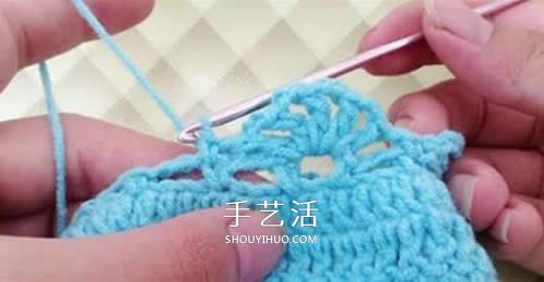 冬天看电视时保护脚 手工钩针编织保暖袜教程(图13)