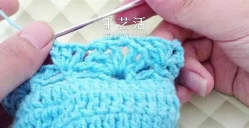 冬天看电视时保护脚 手工钩针编织保暖袜教程(图14)