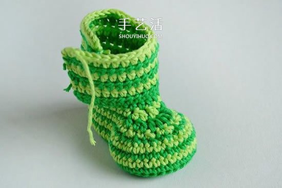 给脚踝也提供保暖！简洁好看宝宝毛线鞋织法(图13)