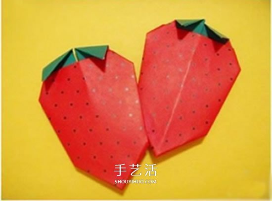 儿童折纸草莓的教程 简单草莓怎么折图解 - 诺云双维造物网