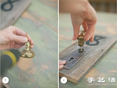 废旧木块+把手 DIY手工制作复古桌牌号码(图4)