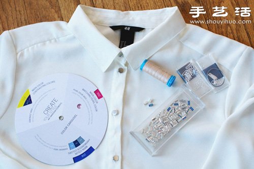 旧衬衫改造手工DIY水晶折领衬衣(图1) 旧衬衫改造手工DIY水晶折领衬衣(图1)