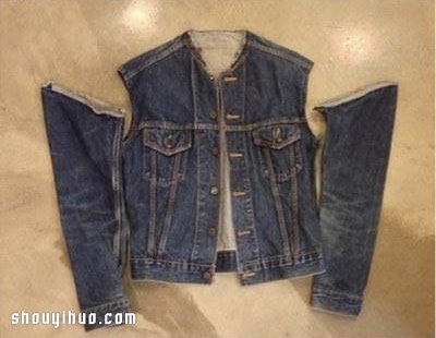 旧牛仔外套+毛衣 手工改造DIY个性保暖外套(图3) 旧牛仔外套+毛衣 手工改造DIY个性保暖外套(图3)