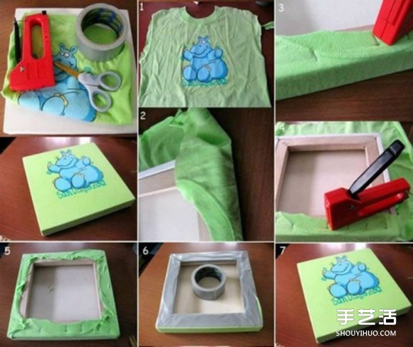 旧T恤改造装饰画DIY T恤装饰画的做法图解教程 - 诺云双维造物网