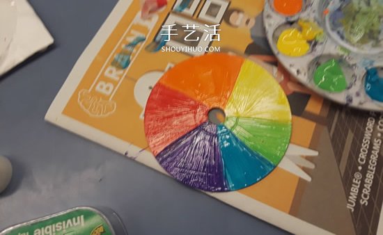 旧光盘手工制作彩虹陀螺玩具的教程(图5) 旧光盘手工制作彩虹陀螺玩具的教程(图5)