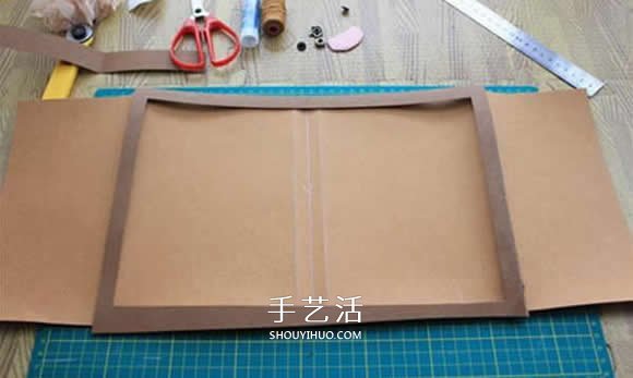 水洗牛皮纸手工制作复古拼色风书套的教程(图4)