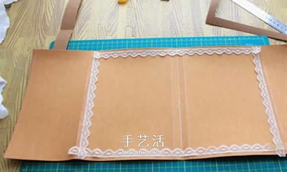 水洗牛皮纸手工制作复古拼色风书套的教程(图6)