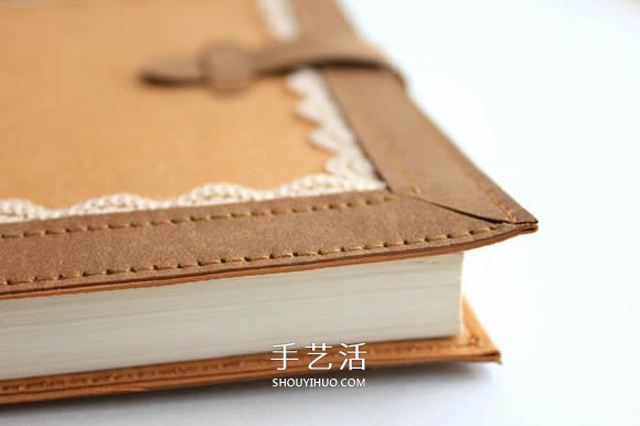 水洗牛皮纸手工制作复古拼色风书套的教程(图9)