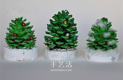 自制松果圣诞树装饰品的方法教程 - 诺云双维造物网