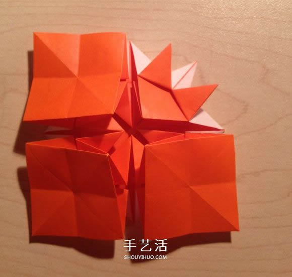 立体组合刺球的折法 带刺花球的折纸图解(图15) 立体组合刺球的折法 带刺花球的折纸图解(图15)