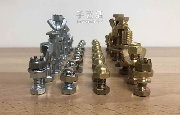 创意紧固件DIY！用螺丝螺帽制作国际象棋(图9)