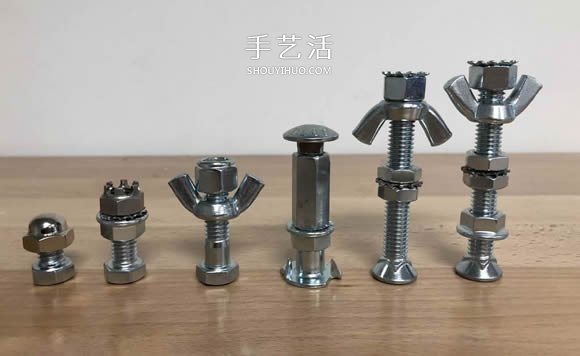创意紧固件DIY！用螺丝螺帽制作国际象棋(图7)