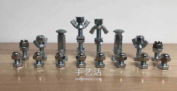 创意紧固件DIY！用螺丝螺帽制作国际象棋(图11)