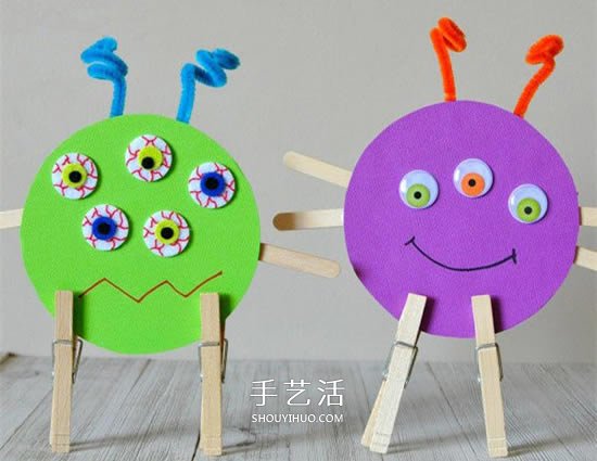 幼儿万圣节小怪物DIY 旧光盘废物利用做怪物 - 诺云双维造物网