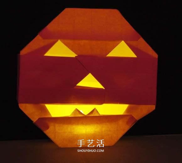 立体南瓜灯的折纸图解 手工复杂南瓜灯的折法 - 诺云双维造物网