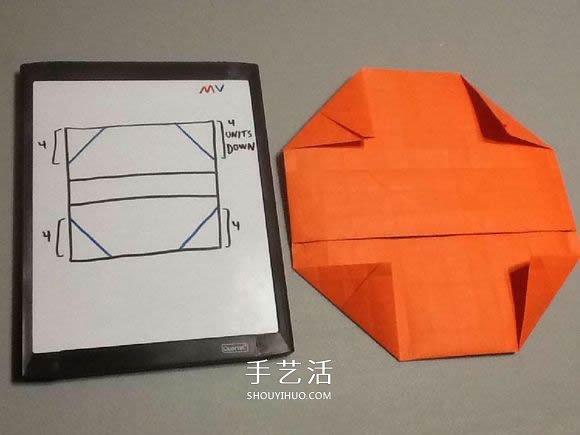立体南瓜灯的折纸图解 手工复杂南瓜灯的折法(图38) 立体南瓜灯的折纸图解 手工复杂南瓜灯的折法(图38)