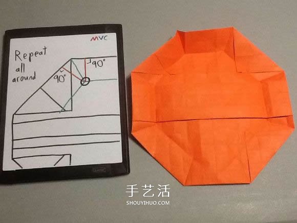 立体南瓜灯的折纸图解 手工复杂南瓜灯的折法(图47) 立体南瓜灯的折纸图解 手工复杂南瓜灯的折法(图47)