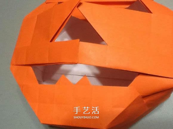 立体南瓜灯的折纸图解 手工复杂南瓜灯的折法(图61) 立体南瓜灯的折纸图解 手工复杂南瓜灯的折法(图61)