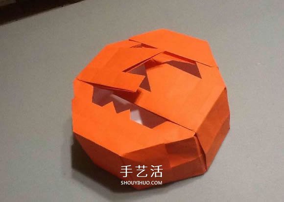 立体南瓜灯的折纸图解 手工复杂南瓜灯的折法(图60) 立体南瓜灯的折纸图解 手工复杂南瓜灯的折法(图60)