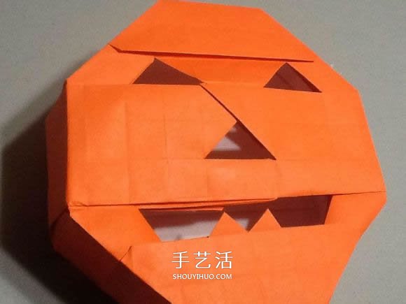 立体南瓜灯的折纸图解 手工复杂南瓜灯的折法(图64) 立体南瓜灯的折纸图解 手工复杂南瓜灯的折法(图64)