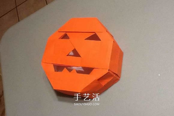 立体南瓜灯的折纸图解 手工复杂南瓜灯的折法(图65) 立体南瓜灯的折纸图解 手工复杂南瓜灯的折法(图65)
