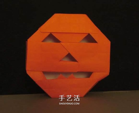 立体南瓜灯的折纸图解 手工复杂南瓜灯的折法(图66) 立体南瓜灯的折纸图解 手工复杂南瓜灯的折法(图66)