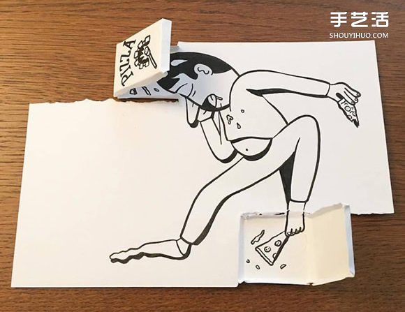 一支笔、一张纸,丹麦艺术家撕纸DIY出幽默!(图6) 一支笔、一张纸,丹麦艺术家撕纸DIY出幽默!(图6)