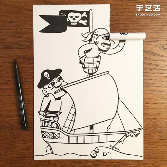 一支笔、一张纸,丹麦艺术家撕纸DIY出幽默!(图5) 一支笔、一张纸,丹麦艺术家撕纸DIY出幽默!(图5)