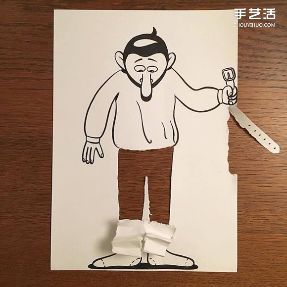 一支笔、一张纸,丹麦艺术家撕纸DIY出幽默!(图12) 一支笔、一张纸,丹麦艺术家撕纸DIY出幽默!(图12)