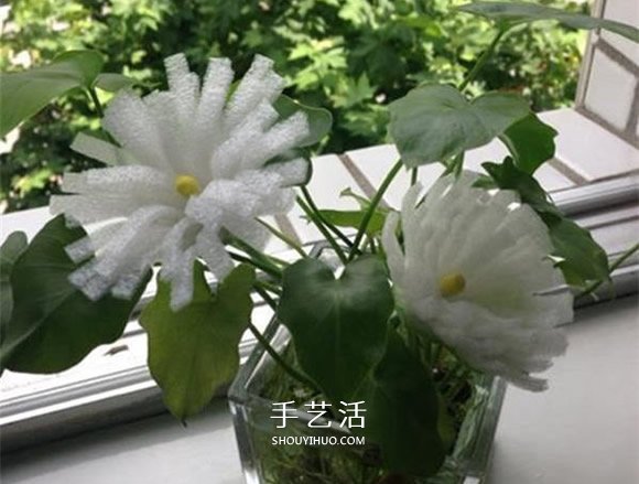 泡沫纸手工制作菊花 简单泡沫纸菊花的做法 - 诺云双维造物网