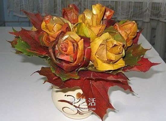枫叶手工制作玫瑰花苞 树叶玫瑰花苞的做法(图10) 枫叶手工制作玫瑰花苞 树叶玫瑰花苞的做法(图10)