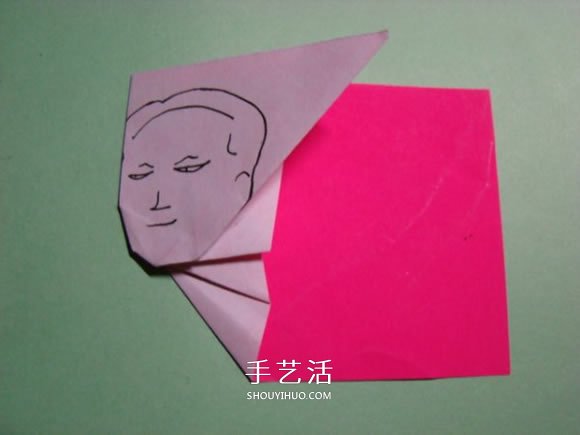 怎么折纸人物头像图解 戴帽子的人折法过程(图6) 怎么折纸人物头像图解 戴帽子的人折法过程(图6)