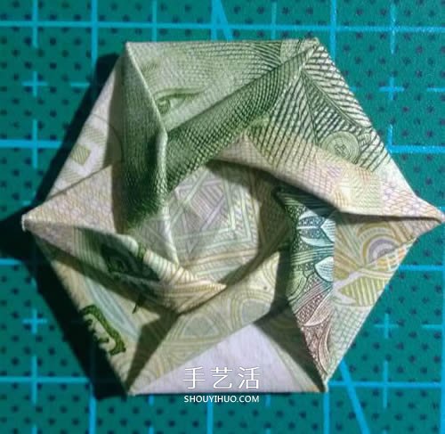 六角徽章的折法图解 一元纸币折纸六角徽章 - 诺云双维造物网