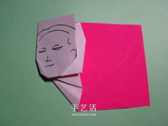 怎么折纸人物头像图解 戴帽子的人折法过程(图7) 怎么折纸人物头像图解 戴帽子的人折法过程(图7)