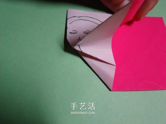 怎么折纸人物头像图解 戴帽子的人折法过程(图5) 怎么折纸人物头像图解 戴帽子的人折法过程(图5)