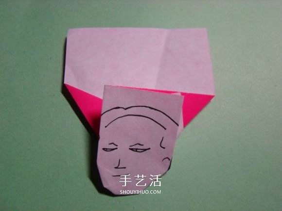怎么折纸人物头像图解 戴帽子的人折法过程(图13) 怎么折纸人物头像图解 戴帽子的人折法过程(图13)