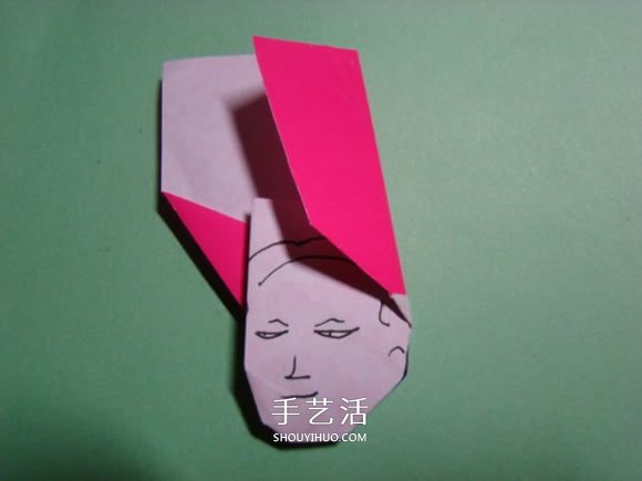 怎么折纸人物头像图解 戴帽子的人折法过程(图14) 怎么折纸人物头像图解 戴帽子的人折法过程(图14)