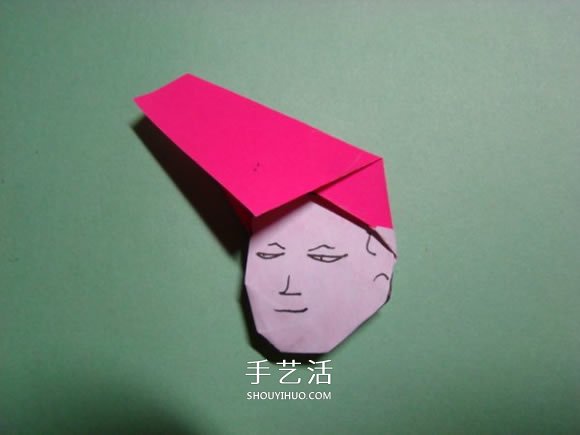 怎么折纸人物头像图解 戴帽子的人折法过程(图15) 怎么折纸人物头像图解 戴帽子的人折法过程(图15)